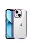 Apple iPhone 14 Uyumlu Kılıf Pixel Kapak Açık Mor