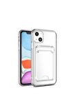 Apple iPhone 14 Uyumlu Kılıf Kartlıklı Şeffaf Setra Clear Silikon Kapak