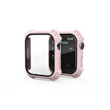 Apple Watch 7 41mm Uyumlu Tank Zırh Kasa ve Mat Görünümlü Ekran Koruyucu Watch Gard 11 Pembe