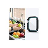 Apple Watch 44 Mm Uyumlu Kasa Ve Ekran Koruyucu Su Geçirmez 360 Tam Koruma Sert Pc Kapak Siyah