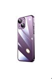 Apple iPhone 14 Plus Uyumlu Kılıf Sert PC Renkli Çerçeveli Riksos Kapak Derin Mor