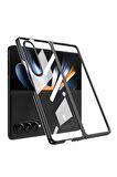 Samsung Galaxy Z Fold 4 Uyumlu Kılıf Full Camlı Kıpta Kapak Siyah
