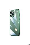Apple iPhone 13 Pro Max Uyumlu Kılıf Sert PC Renkli Çerçeveli Riksos Kapak Yeşil