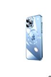 Apple iPhone 13 Pro Uyumlu Kılıf Wireless Şarj Özellikli Sert PC Riksos Magsafe Kapak Mavi