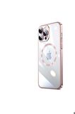 Apple iPhone 13 Pro Max Uyumlu Kılıf Wireless Şarj Özellikli Sert PC Riksos Magsafe Kapak Rose Gold