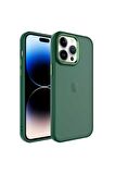 Apple iPhone 14 Pro Uyumlu Kılıf Buzlu Sert PC May Kapak Koyu Yeşil
