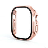 Apple Watch Ultra 49 Mm Uyumlu Sert Plastik Çizmeyen Tam Koruma Ekran Ve Kasa Koruyucu Gard 19 Rose Gold