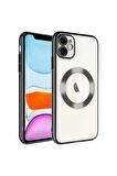 Apple iPhone 11 Uyumlu Kılıf Wireless Şarj Özellikli Sert PC Riksos Magsafe Kapak Siyah