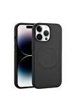 Apple iPhone 14 Pro Max Uyumlu Kılıf PU Deri Magsafe Wireless Şarj Özellikli Derix Kapak Siyah