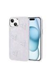 Apple iPhone 15 Plus Uyumlu Kılıf Kabartma Figürlü Parlak Eralli Silikon Kapak Kalp