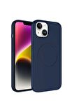 Apple iPhone 14 Plus Uyumlu Kılıf Magsafe Wireless Şarj Özellikli Pastel Renk Silikon Plas Kapak Lacivert