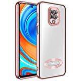 Xiaomi Redmi Note 9S Uyumlu Kılıf Kamera Korumalı Logo Gösteren Omega Kapak Rose Gold