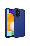 Samsung Galaxy A04 Uyumlu Kılıf Metal Çerçeve ve Buton Tasarımlı Silikon Luna Kapak Lacivert