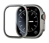 Apple Watch Ultra 49 Mm Uyumlu ALM-01 Metal Çerçeveli Ekran Koruyucu Gümüş
