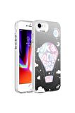 Apple iPhone 7 Uyumlu Kılıf Desenli Silver Sert Kapak Balon