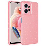 Xiaomi Redmi Note 12 4G Uyumlu Kılıf Kamera Korumalı Simli Lüks Koton Kapak Pembe