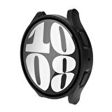 Samsung Galaxy Watch 6 44 Mm Uyumlu Silikon Sert Pc Kasa Ve Tpu Ekran Koruyucu 360 Koruma Gard 14 Siyah