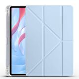 Huawei Honor X8 Pro 11.5' Uyumlu Tablet Kılıfı Tri Folding Kalem Bölmeli Kılıf Mavi