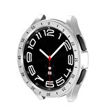 Samsung Galaxy Watch 6 Classic 47 Mm Uyumlu Sert PC Kasa ve Ekran Koruyucu Sport Watch Gard 29 Beyaz