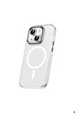 Apple iPhone 15 Plus Uyumlu Kılıf Airbagli Magsafe Wireless Şarj Özellikli Lens Koruyuculu Klaptika Kapak Renksiz