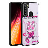 Xiaomi Redmi Note 8 Uyumlu Kılıf Parlayan Kabartmalı İkonik Figürlü Amas Silikon Kapak Beyaz