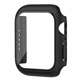 Apple Watch 38 Mm Uyumlu Kasa Ve Ekran Koruyucu Sert Silikon Renkli 360 Sert Pc Klasik Gard 01 Siyah