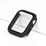 Apple Watch 38 Mm Uyumlu Kasa Ve Ekran Koruyucu Sert Silikon Renkli 360 Sert Pc Klasik Gard 01 Siyah