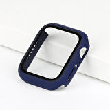 Apple Watch 40 Mm Uyumlu Kasa Ve Ekran Koruyucu Sert Silikon Renkli 360 Sert Pc Klasik Gard 01 Lacivert
