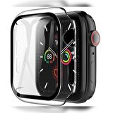 Apple Watch 44 Mm Uyumlu Kasa Ve Ekran Koruyucu Sert Silikon Renkli 360 Sert Pc Klasik Gard 01 Şeffaf