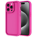 Apple iPhone 15 Pro Max Uyumlu Kılıf Kamera Korumalı Esnek Yumuşak Ananas Kapak Pembe Koyu
