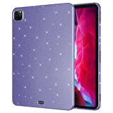 iPad Pro 11 2018 Uyumlu Tablet Kılıfı Simli Parlak Görünümlü Silikon Koton Kılıf Derin Mor