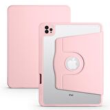 Apple iPad Air 11 2024 Uyumlu Tablet Kılıfı Termik Kalem Bölmeli Dönebilen Standlı Kılıf Pembe