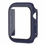 Apple Watch 7 41mm Uyumlu Kasa Ve Ekran Koruyucu Sert Silikon Renkli 360 Sert Pc Klasik Zore 01 Lacivert