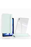 Apple iPad Air 11 2024 Uyumlu Kılıf Magnetik Ayrılabilen Airbagli Sliding Ergonomik Tasarım Tablet Kılıfı Açık Yeşil