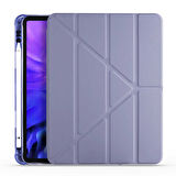 Apple iPad Air 11 2024 Uyumlu Tablet Kılıfı Tri Folding Kalem Bölmeli Standlı Katlanabilir Kılıf Siyah