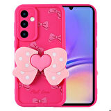 Samsung Galaxy A05S Uyumlu Kılıf Kamera Korumalı Kabartmalı Yaz Figür Tasarımlı Kapya Kapak Pembe Koyu