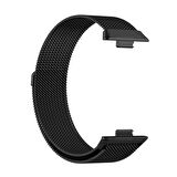 Huawei Watch Fit 3 Uyumlu Kordon Hasır Örgü Metal Mıknatıslı KRD-01 Kayış Siyah