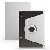 Samsung Galaxy Tab S10 Plus Uyumlu Kılıf Zore Termik Kalem Bölmeli Dönebilen Standlı Kılıf Gri