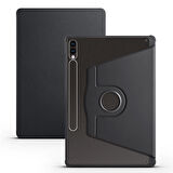 Samsung Galaxy Tab S10 Plus Uyumlu Kılıf Zore Termik Kalem Bölmeli Dönebilen Standlı Kılıf Siyah