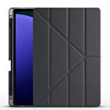 Samsung Galaxy Tab S10 Plus Uyumlu Kılıf Zore Tri Folding Kalem Bölmeli Standlı Kılıf Siyah