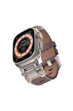 Apple Watch Seri 8 Ultra 49 Mm Uyumlu Deri Kordon Metal Klipsli Luxury Kayış KRD-114
 Koyu Kahve