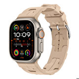 Apple Watch Ultra 49mm Uyumlu Kordon Silikon Yumuşak Esnek Metal Klipsli KRD-92 Kayış Kahve Açık