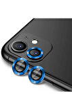 Apple iPhone 12 Mini Uyumlu Zore CL-12 Premium Safir Parmak İzi Bırakmayan Anti-Reflective Kamera Lens Koruyucu Mavi