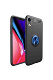 Apple iPhone XR Uyumlu Kılıf Zore Ravel Silikon Kapak Siyah-Mavi