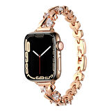 Apple Watch 40mm Uyumlu Kordon Metal Taşlı Luxury Paslanmaz Zore KRD-103 Kayış Rose Gold