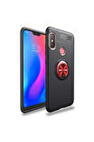 Xiaomi Redmi Note 6 Pro Uyumlu Kılıf Zore Ravel Silikon Kapak Siyah-Kırmızı