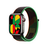 Apple Watch 40mm Uyumlu Kordon Hasır Örgü Cırt Cırtlı Terletmeyen Zore KRD-03 Kumaş Kayış Black Unity