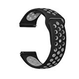 Xiaomi  Amazfit Pace Uyumlu Kordon Silikon Esnek Yumuşak Delikli Spor KRD-02 Kayış Siyah-Gri