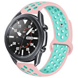 Xiaomi  Amazfit Pace Uyumlu Kordon Silikon Esnek Yumuşak Delikli Spor KRD-02 Kayış Pembe-Yeşil