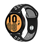 Huawei Honor Magic 2 46Mm 22mm Uyumlu Kordon Silikon Esnek Yumuşak Delikli Spor KRD-02 Kayış Siyah-Gri